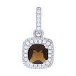925 Sterling Silver Womens Brown Cubic Zirconia Fashion Square Charm Pendant