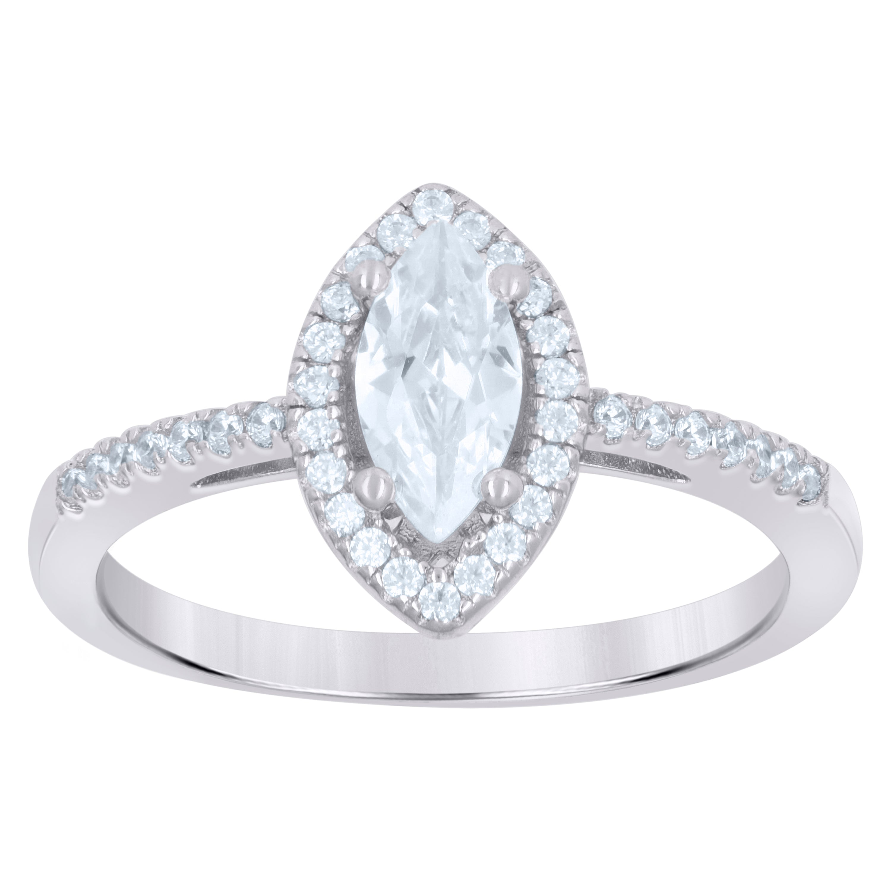 925 Sterling Silver Womens Marquise Cubic Zirconia Fashion Ring Size 6