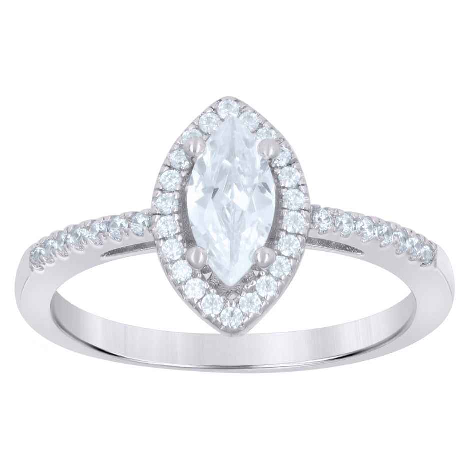 925 Sterling Silver Womens Marquise Cubic Zirconia Fashion Ring Size 6