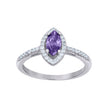 925 Sterling Silver Womens Purple Marquise Cubic Zirconia Fashion Ring Size 8 - SLV-69634
