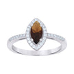 925 Sterling Silver Womens Brown Marquise Cubic Zirconia Fashion Ring Size 7 - SLV-65286