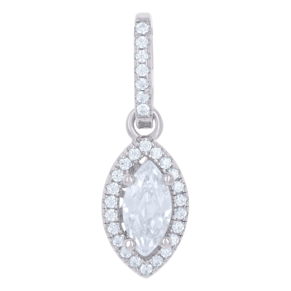 925 Sterling Silver Womens Cubic Zirconia Fashion Marquise Charm Pendant