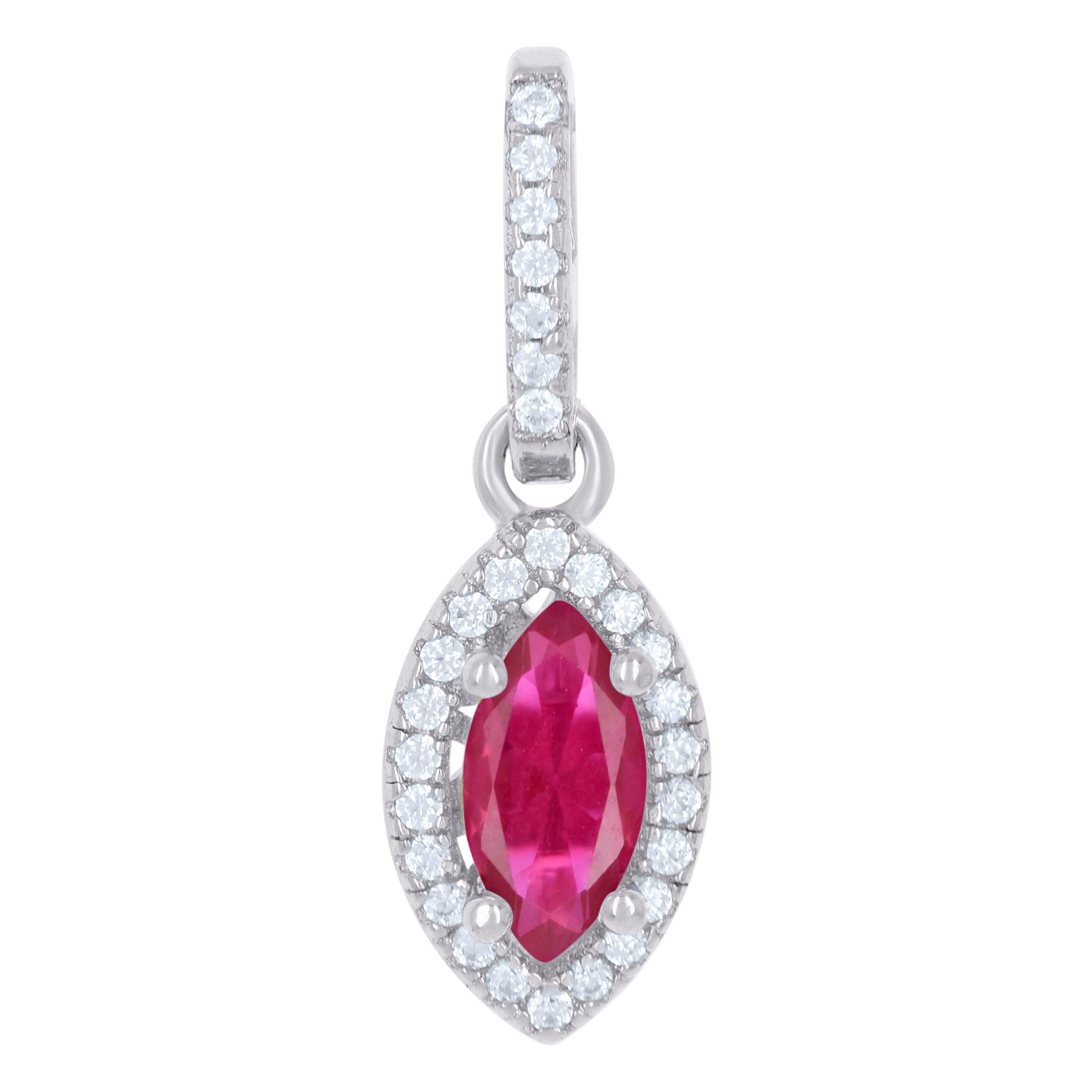 925 Sterling Silver Womens Red Cubic Zirconia Fashion Marquise Charm Pendant