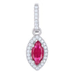 925 Sterling Silver Womens Red Cubic Zirconia Fashion Marquise Charm Pendant