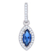 925 Sterling Silver Womens Royal Blue Cubic Zirconia Fashion Marquise Charm Pendant