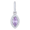 925 Sterling Silver Womens Purple Cubic Zirconia Fashion Marquise Charm Pendant