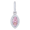 925 Sterling Silver Womens Pink Cubic Zirconia Fashion Marquise Charm Pendant
