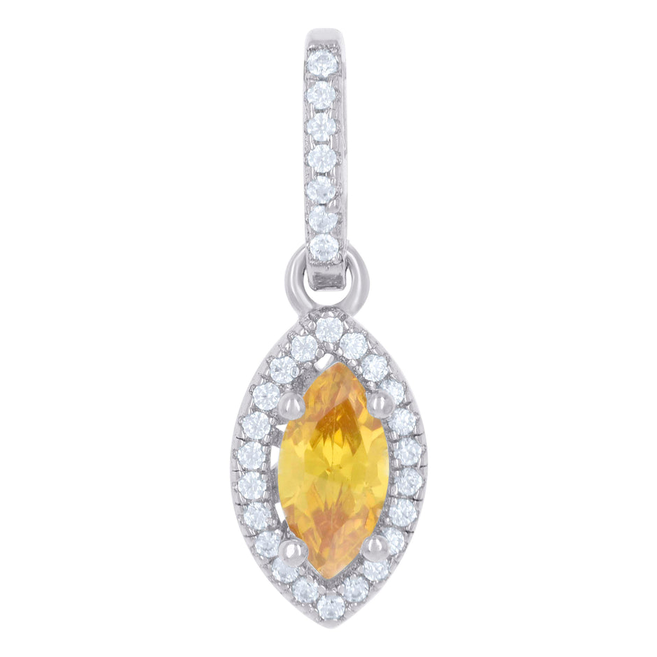 925 Sterling Silver Womens Yellow Cubic Zirconia Fashion Marquise Charm Pendant