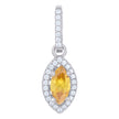 925 Sterling Silver Womens Yellow Cubic Zirconia Fashion Marquise Charm Pendant