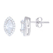 925 Sterling Silver Womens Cubic Zirconia Marquise Stud Earrings