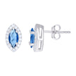 925 Sterling Silver Womens Royal Blue Cubic Zirconia Marquise Stud Earrings
