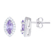 925 Sterling Silver Womens Purple Cubic Zirconia Marquise Stud Earrings