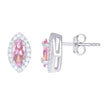 925 Sterling Silver Womens Pink Cubic Zirconia Marquise Stud Earrings