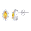925 Sterling Silver Womens Yellow Cubic Zirconia Marquise Stud Earrings