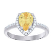 925 Sterling Silver Womens Yellow Pear Cubic Zirconia Fashion Ring Size 6