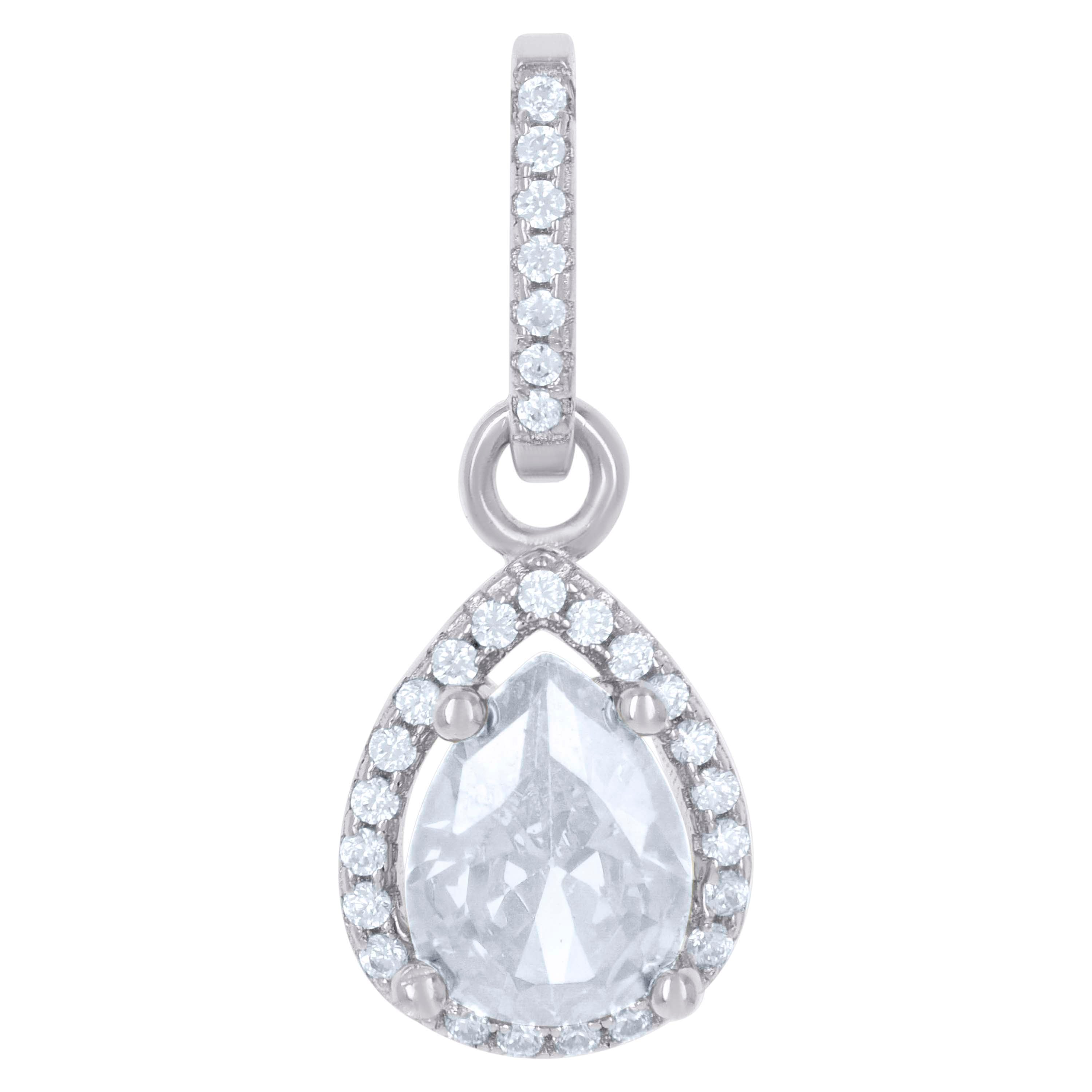 925 Sterling Silver Womens Cubic Zirconia Fashion Teardrop Charm Pendant