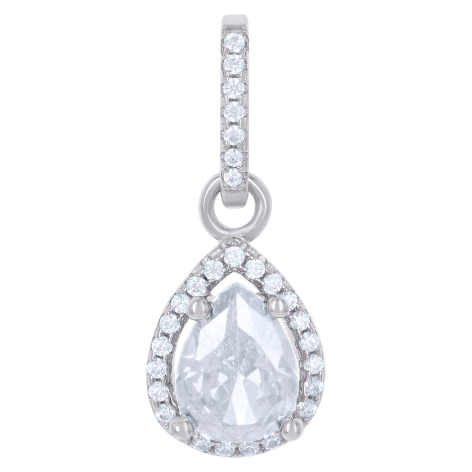 925 Sterling Silver Womens Cubic Zirconia Fashion Teardrop Charm Pendant