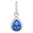 925 Sterling Silver Womens Royal Blue Cubic Zirconia Fashion Teardrop Charm Pendant
