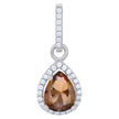925 Sterling Silver Womens Brown Cubic Zirconia Fashion Teardrop Charm Pendant