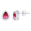 925 Sterling Silver Womens Red Cubic Zirconia Pear Stud Earrings