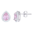 925 Sterling Silver Womens Pink Cubic Zirconia Pear Stud Earrings