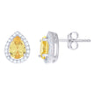 925 Sterling Silver Womens Yellow Cubic Zirconia Pear Stud Earrings