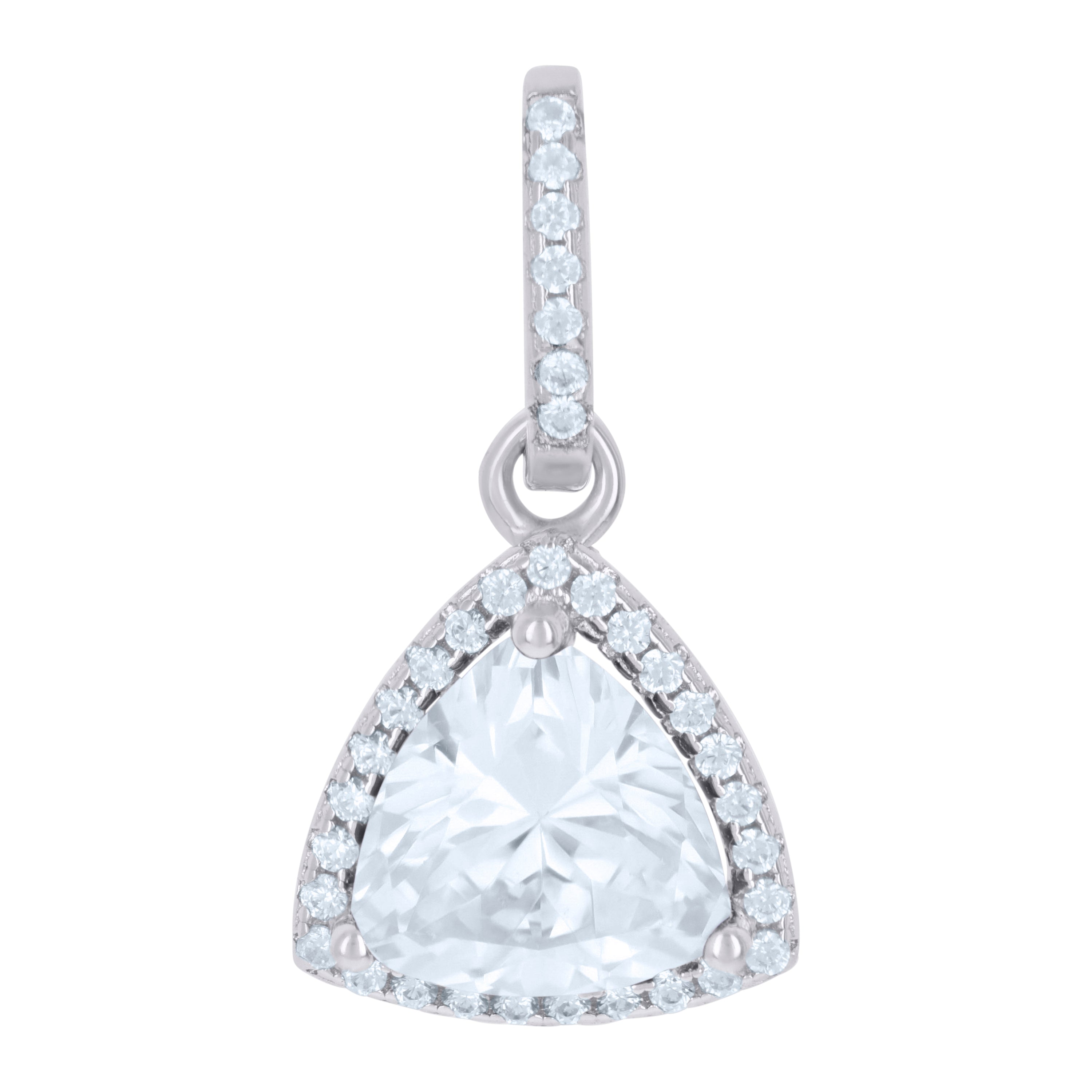 925 Sterling Silver Womens Cubic Zirconia Fashion Triangle Charm Pendant