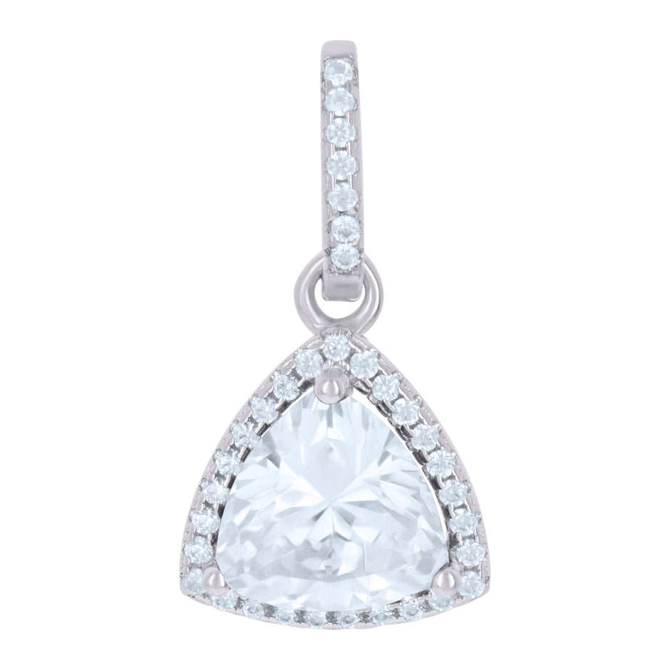 925 Sterling Silver Womens Cubic Zirconia Fashion Triangle Charm Pendant