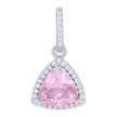 925 Sterling Silver Womens Pink Cubic Zirconia Fashion Triangle Charm Pendant