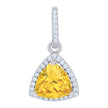 925 Sterling Silver Womens Yellow Cubic Zirconia Fashion Triangle Charm Pendant