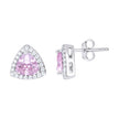 925 Sterling Silver Womens Pink Cubic Zirconia Triangle Stud Earrings