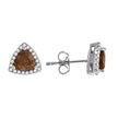 925 Sterling Silver Womens Brown Cubic Zirconia Triangle Stud Earrings