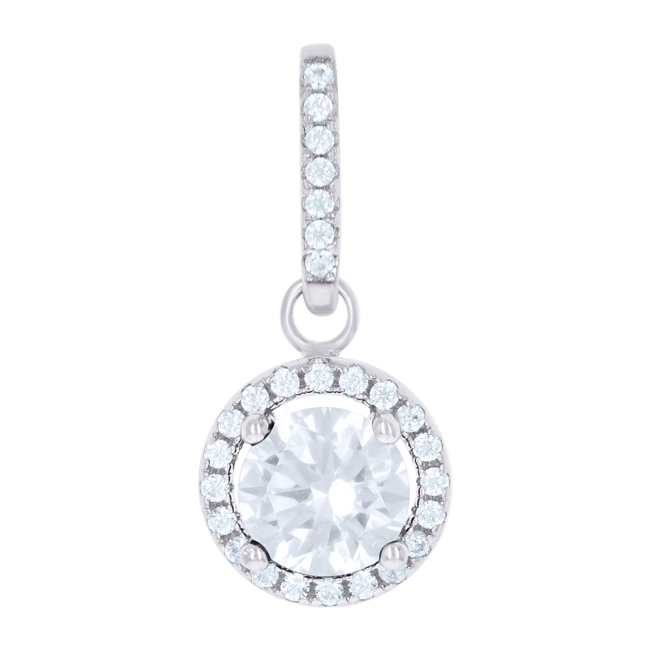 925 Sterling Silver Womens Cubic Zirconia Fashion Round Charm Pendant