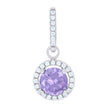 925 Sterling Silver Womens Purple Cubic Zirconia Fashion Round Charm Pendant