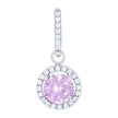 925 Sterling Silver Womens Pink Cubic Zirconia Fashion Round Charm Pendant