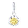 925 Sterling Silver Womens Yellow Cubic Zirconia Fashion Round Charm Pendant