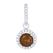 925 Sterling Silver Womens Brown Cubic Zirconia Fashion Round Charm Pendant