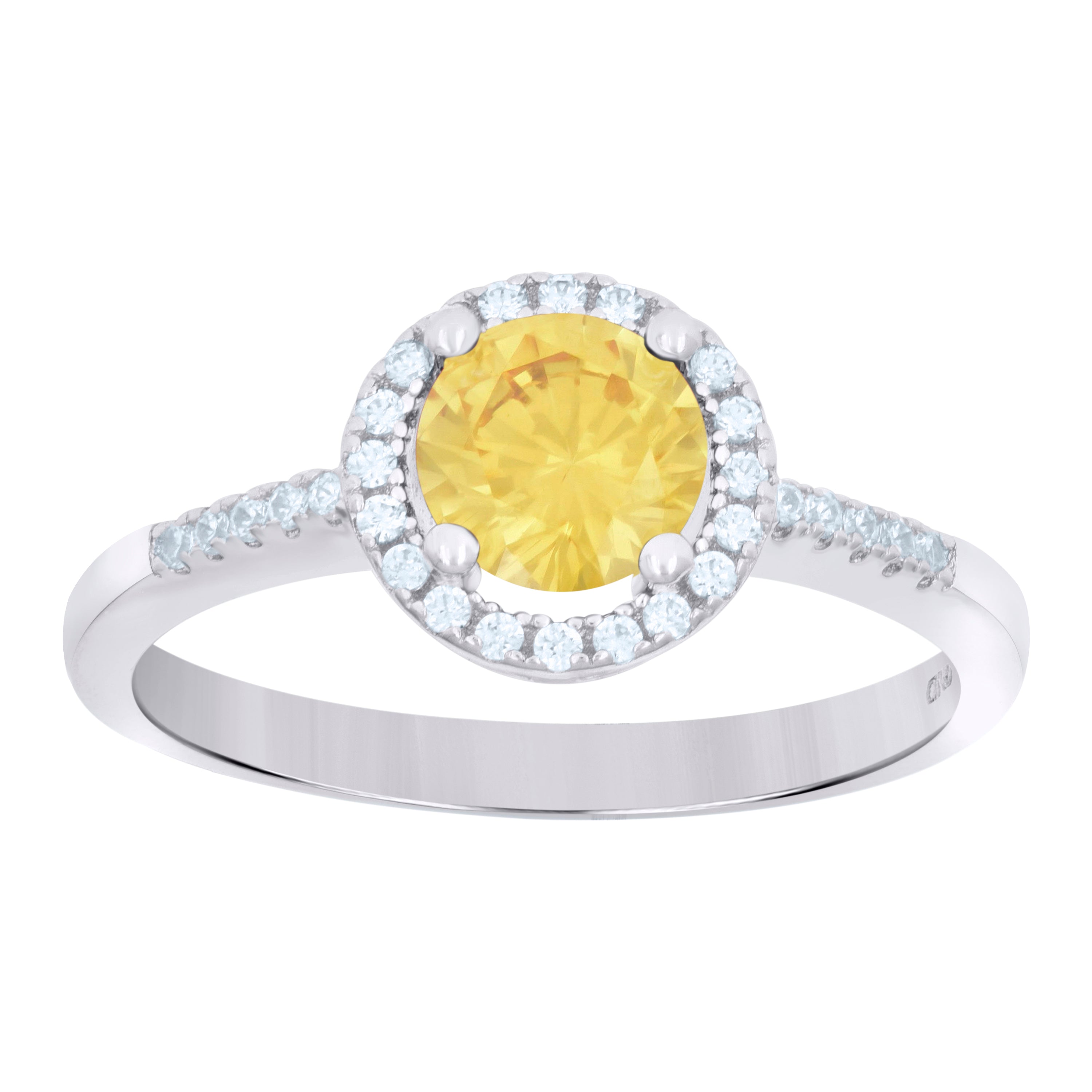 925 Sterling Silver Womens Yellow Cubic Zirconia Fashion Ring Size 9 - SLV-90346