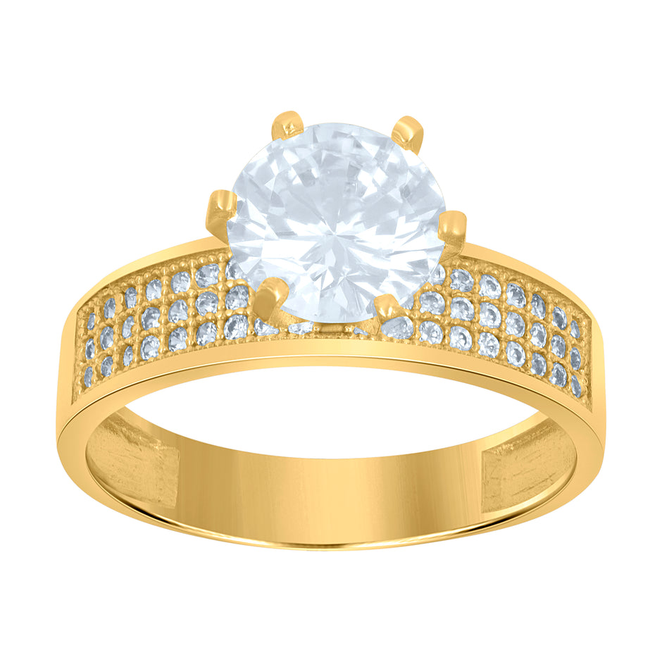 10kt Two-Tone Gold Womens Cubic Zirconia Engagement Ring