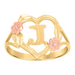 10kt Two-Tone Gold Womens J Heart Initials Ring
