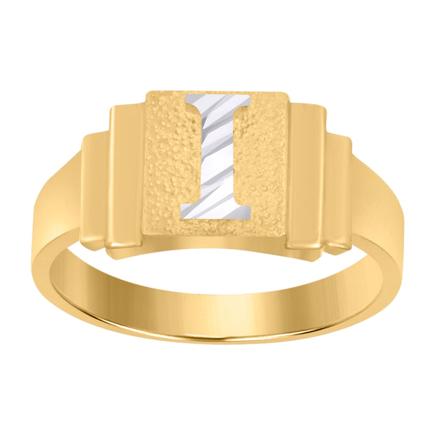 10kt Two-tone Gold Unisex Initial Alphabet I Ring