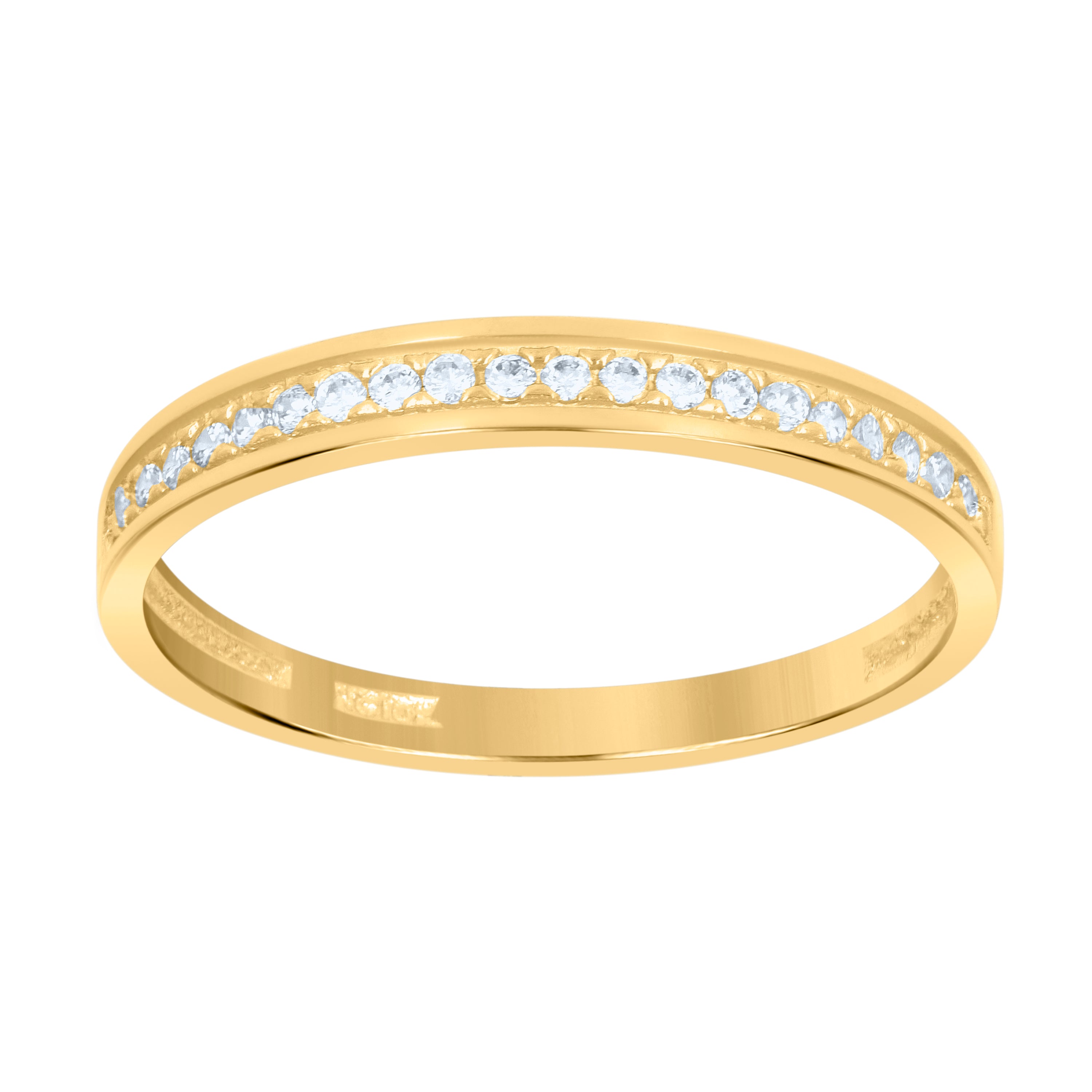 10kt Two-Tone Gold Womens Round Cubic Zirconia One Row Engagement Ring