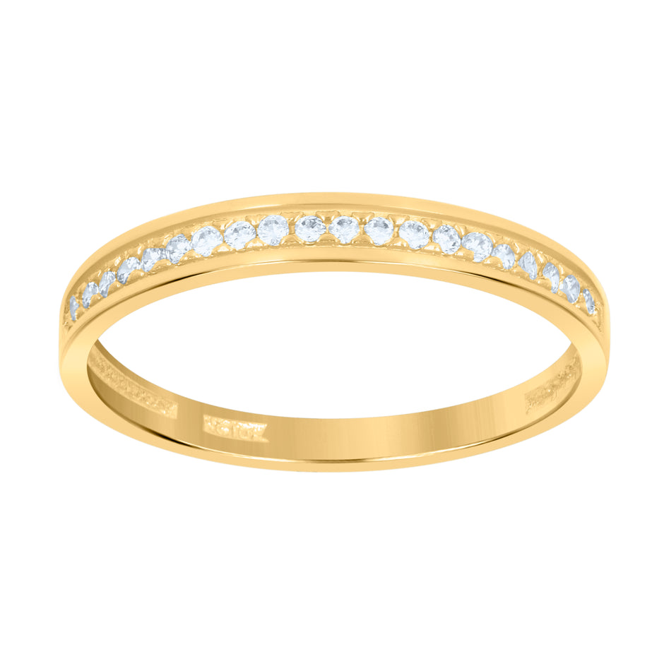 10kt Two-Tone Gold Womens Round Cubic Zirconia One Row Engagement Ring