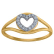 10kt Gold Womens Two-Tone CZ Split Shank Heart Band Ring