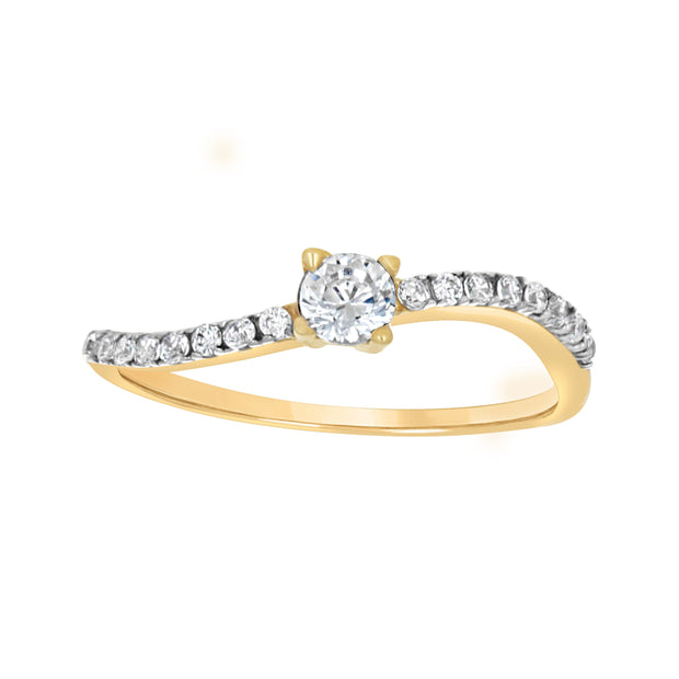 10kt Two-Tone Gold Womens Cubic Zirconia Curve Engagement Ring