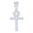925 Sterling Silver Men Cubic-Zirconia Ankh Religious Charm Pendant