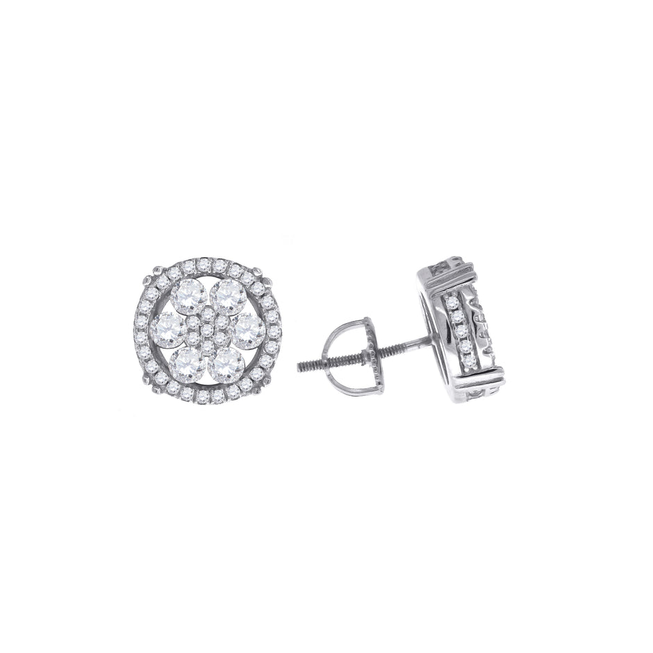 925 Sterling Silver Womens Cubic Zirconia Round Stud Earrings