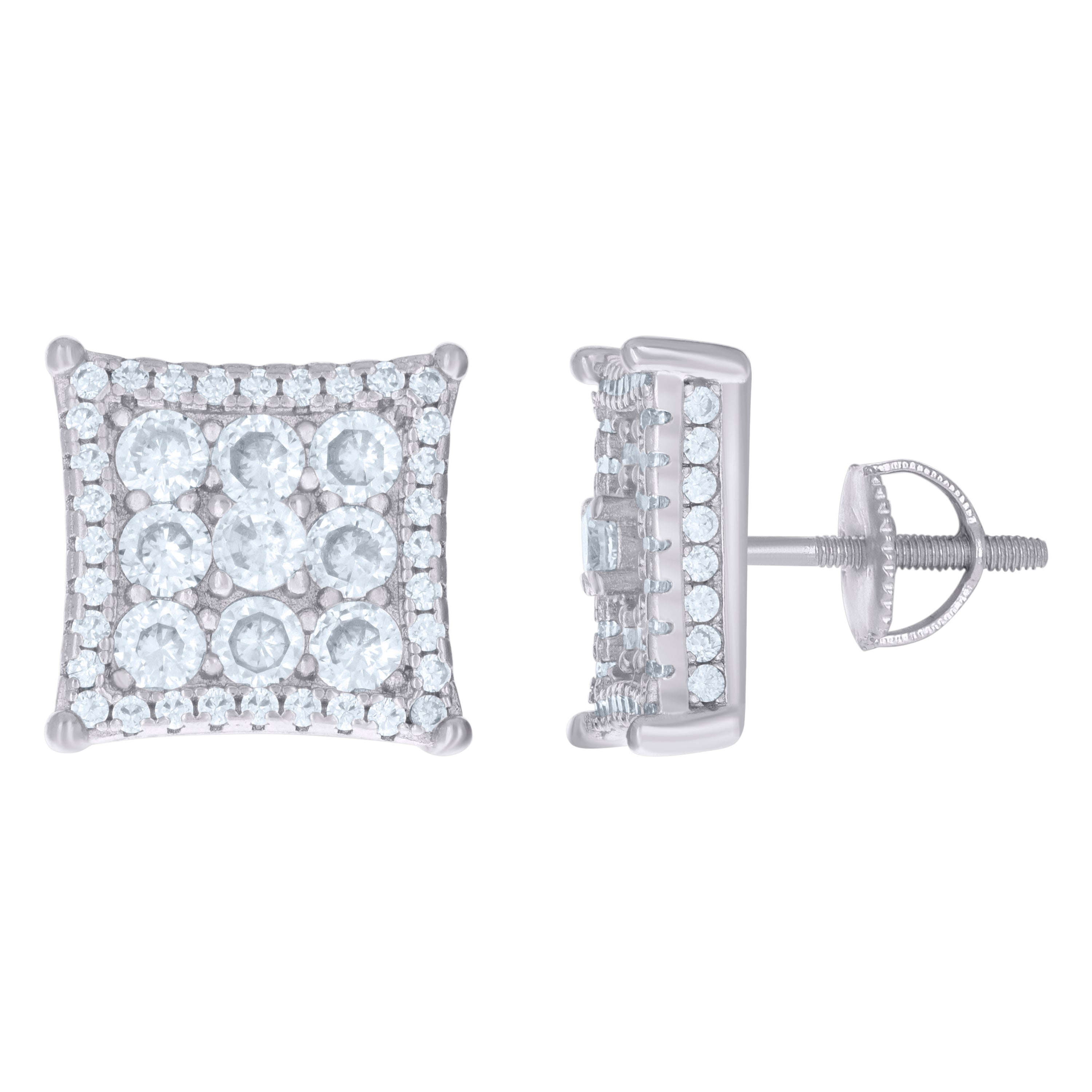 925 Sterling Silver Womens Cubic Zirconia Kite Stud Earrings