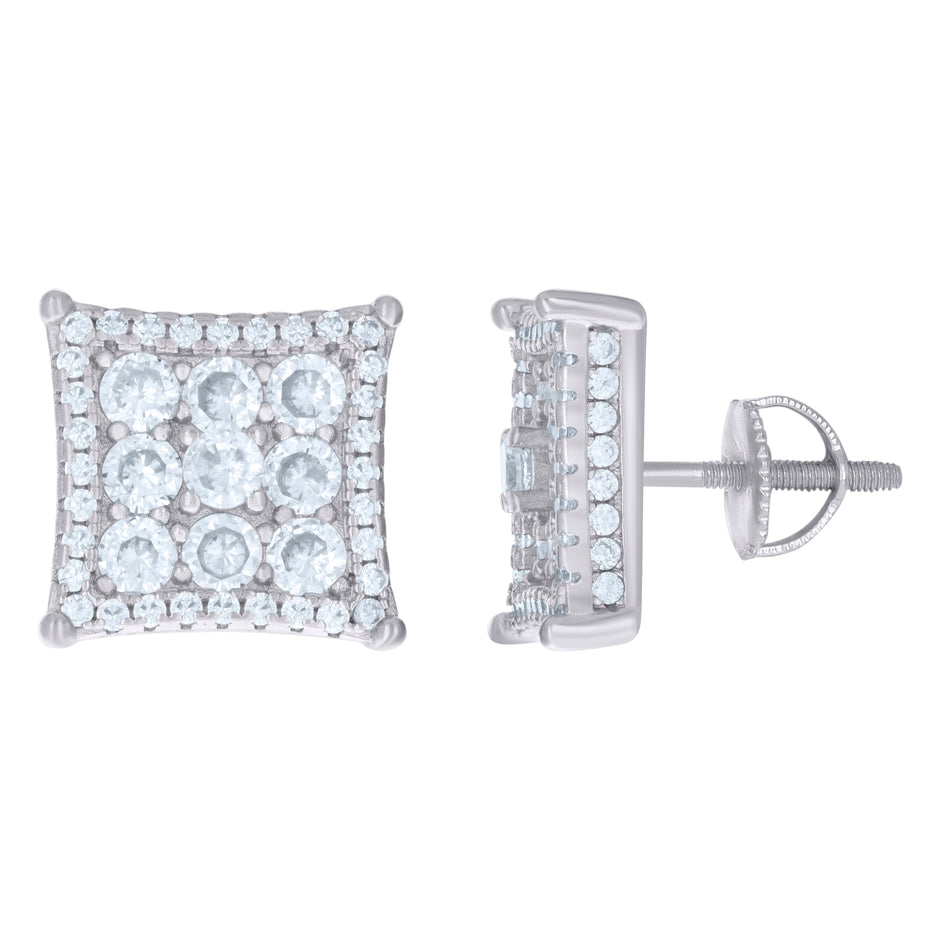 925 Sterling Silver Womens Cubic Zirconia Kite Stud Earrings