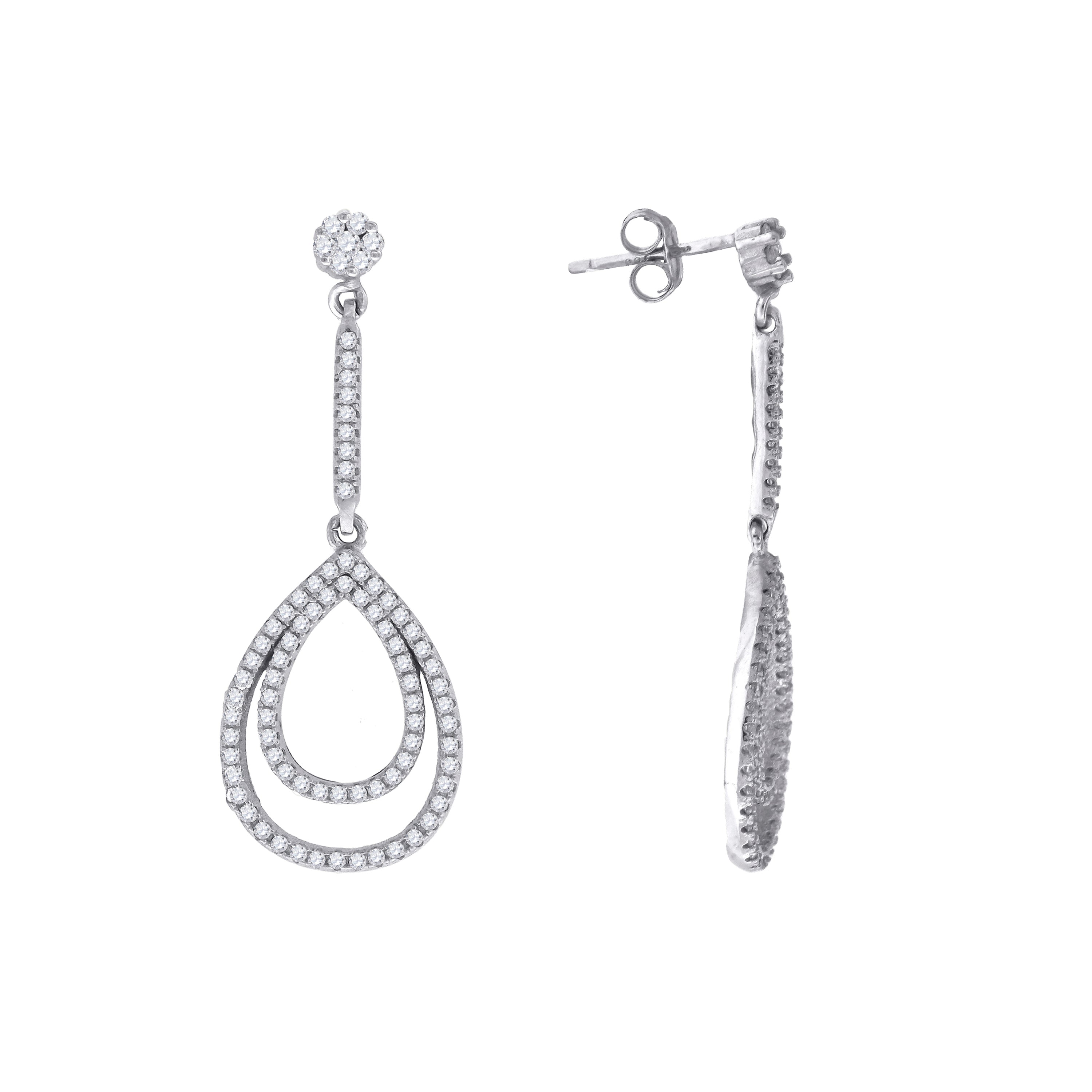 925 Sterling Silver Womens Cubic Zirconia Dangle Earrings